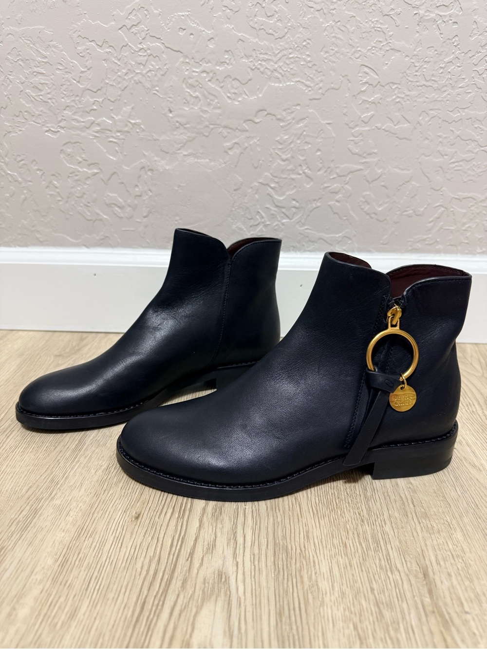Chloe See By Chloe Louise Leather Ankle Boots Size EU 38.5
